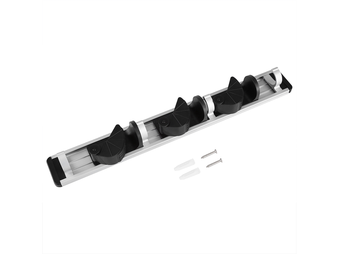 Soporte De Pared Para Escurridor/escoba Con 3 Posiciones Y 4 Ganchos - Organizador De Herramientas