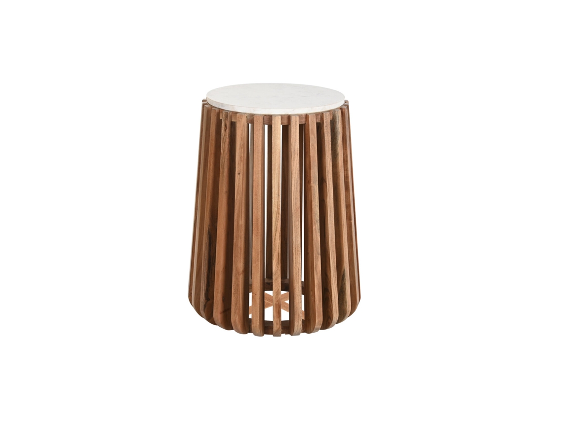 Mesita Auxiliar Marmol Mango Blanco 47x47x58cm