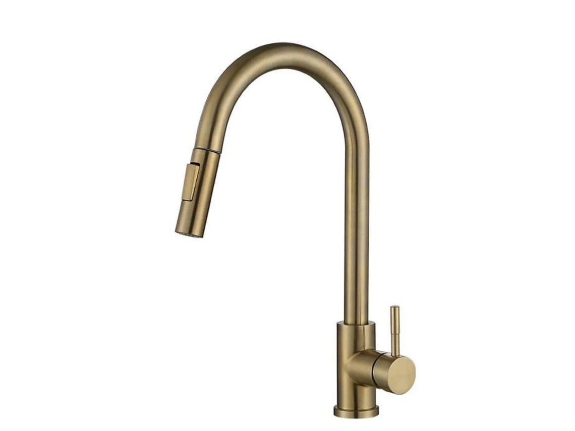 Grifo De Cocina En Latón Dorado Colección Cepillo Scamandre