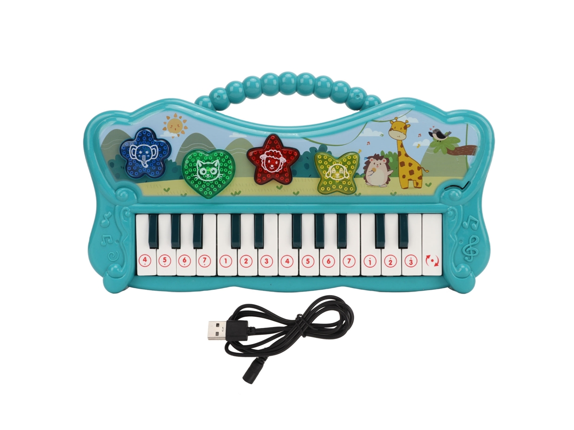 Teclado De Piano Para Niños Organo Electronico Mini Portatil Cartoon Juguete Educativo Verde Regalo De Cumpleaños Para Niños Y Niñas