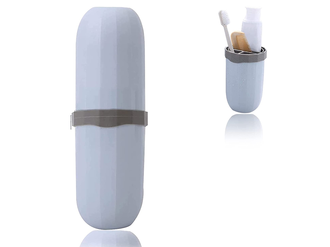 Caja de almacenamiento multifuncional para cepillos de dientes, soporte de pared para baño, viajes, camping, negocios y escuela.