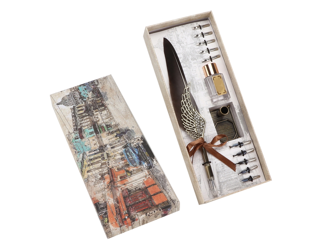 Set De Pluma De Pluma Retro De Metal Con Personalidad Para Parejas, Ancianos Y Maestros Regalo Gris