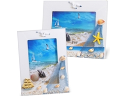 Marco Fotos Madera 7 87 5 91 Pulgadas Juego 2 Decoración Pared Tallada Temática Oceánica Hogar Oficina Estilo