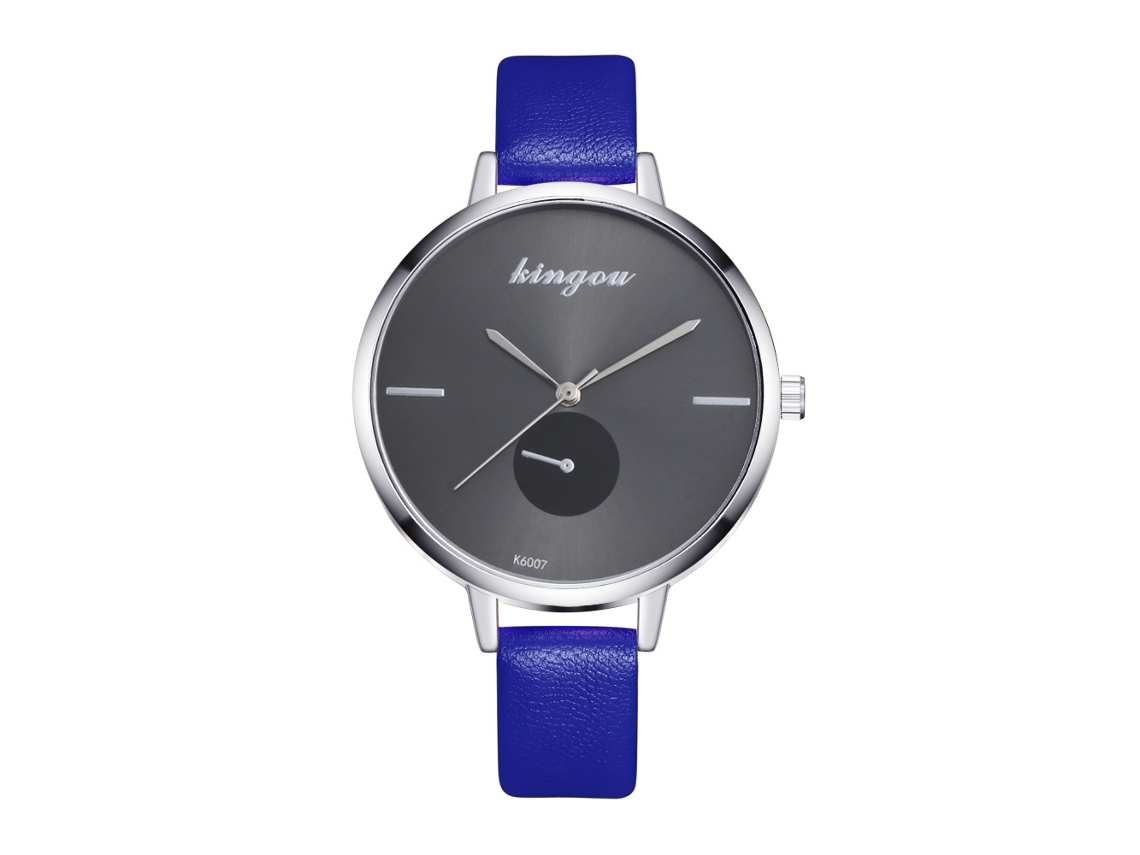 Reloj De Pulsera De Cuarzo Para Mujer Con Correa De Cuero, Estilo Casual Moderno, Azul.