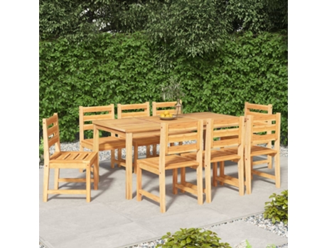 Conjunto 9 de comedor para jardín VIDAXL madera maciza de teca