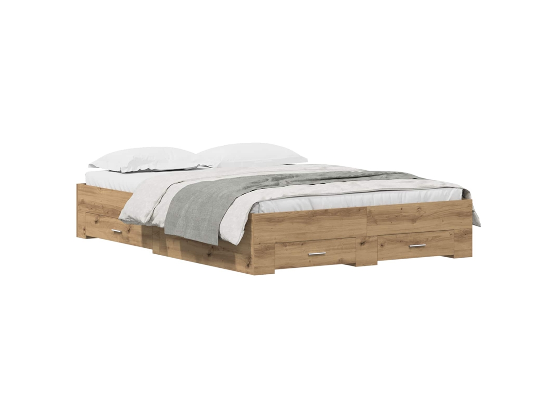 Maison Exclusive - Estructura De Cama Con Cajón Roble Artesanal 140 X 190 Cm