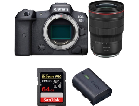 Kit Cámara CANON EOS R5 RF 15-35mm f/2.8L IS USM + SanDisk 64 GB + Batería (Full-Frame)