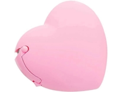 Dispensador de cinta adhesiva rosa con forma de corazón.