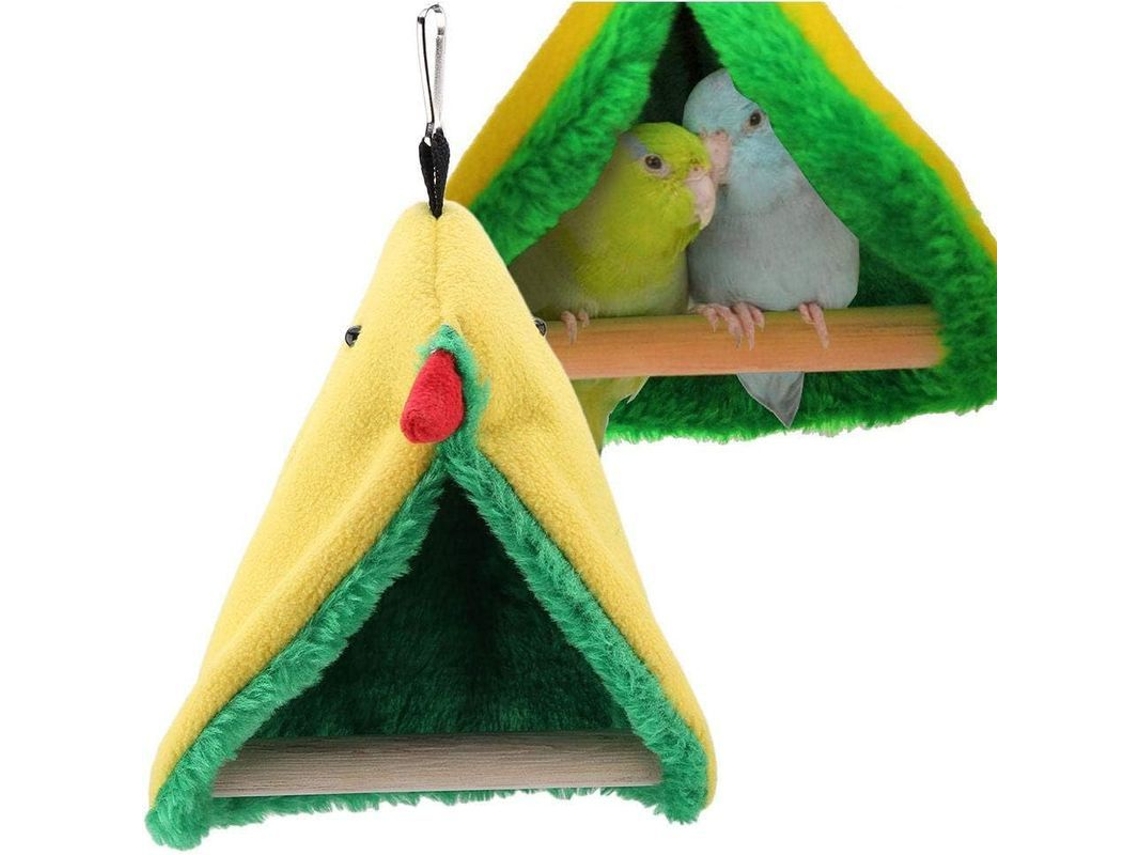 Percha Colgante Para Aves Con Tienda De Plush Cama Hamaca Triangular Para Jaula