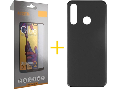 Kit Funda + Protector de Pantalla Huawei P40 Lite-E ACCETEL Cristal Templado 7615 Negro