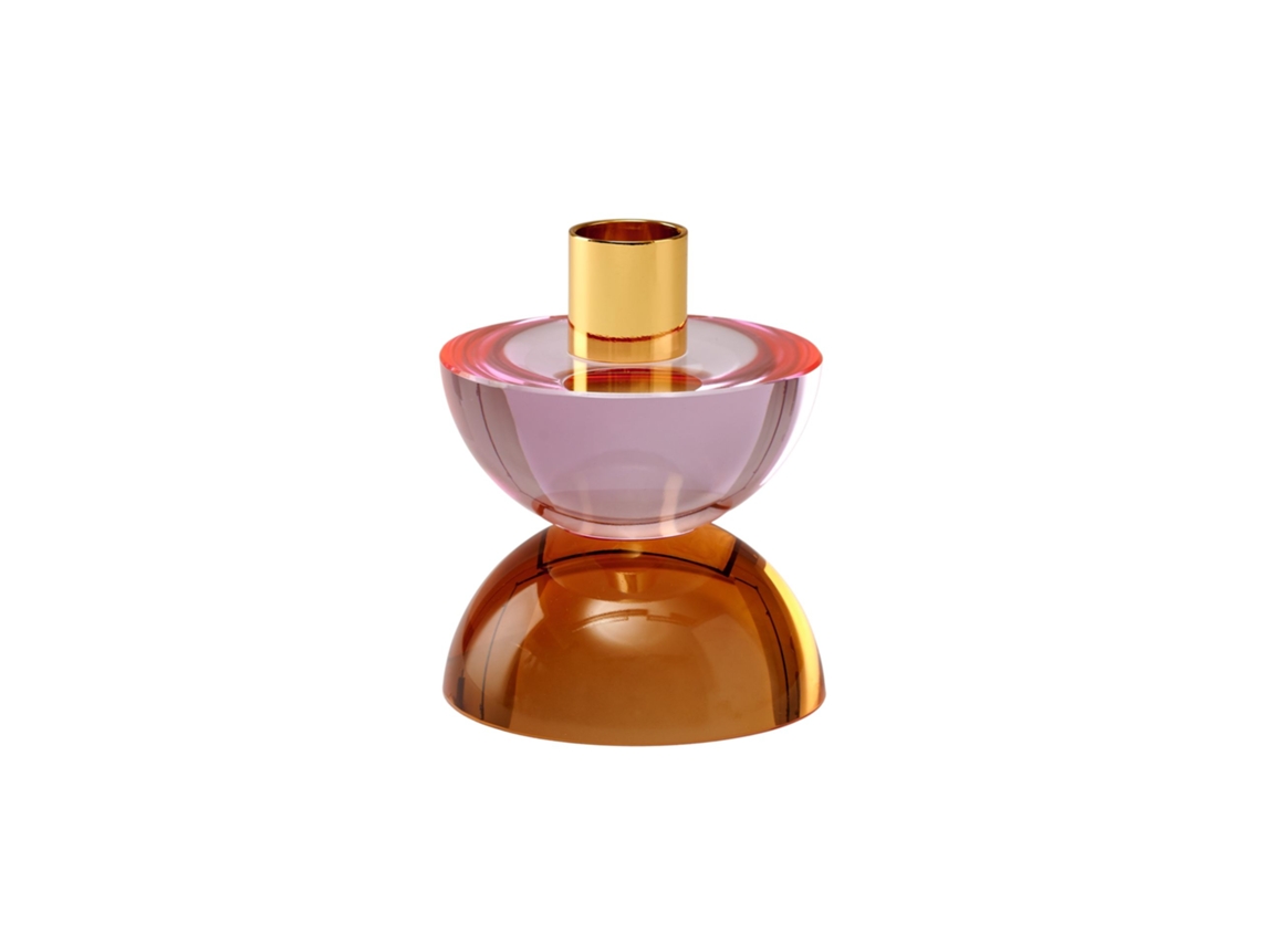 Portavelas Cristallo Arancione Dioptrics de Gift Company, rosa, altura 9,5 cm