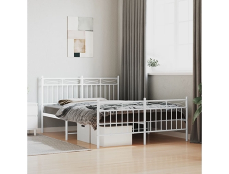 Cama con Estructura de Cabecero y Pies MAISON EXCLUSIVE Metal Blanco (135x190cm)