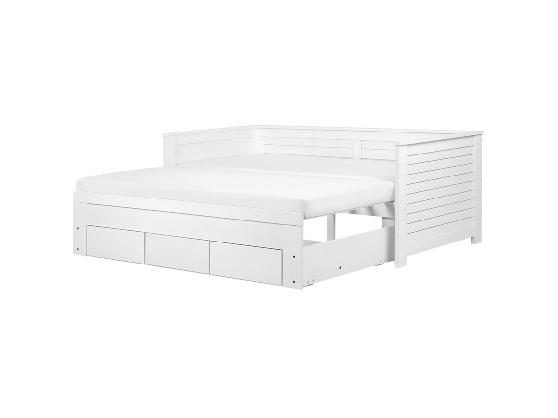 Cama con somier BELIANI Cahors de Madera de caucho Blanco 186x209x72