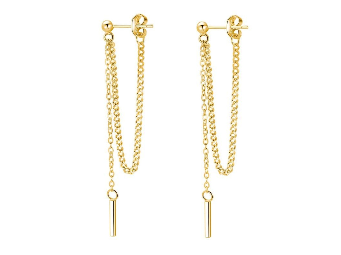 Aretes Colgantes De Plata 925 Para Mujer Niña Adolescente, Cadena Hilo, Barra, Oro, Hipoalergénico
