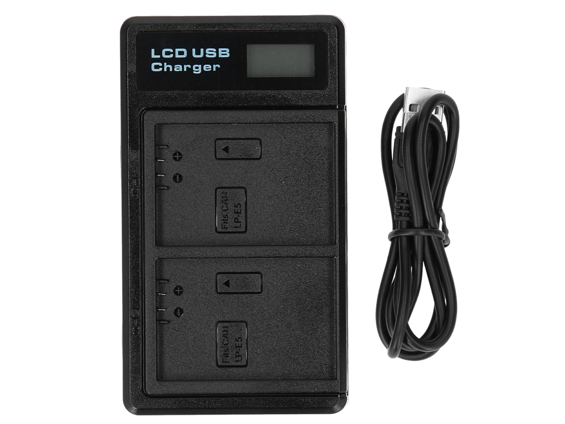Cargador de batería doble para cámara con pantalla LCD, compatible con Lp-e5