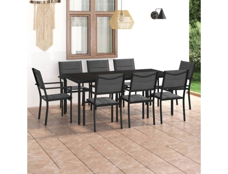 Conjunto 9 de comedor para jardín VIDAXL acero