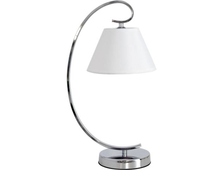 Lámpara de Mesa FABRILAMP Concordia (Plateado - Metal, Tejido, Vidrio - 47x20 cm)