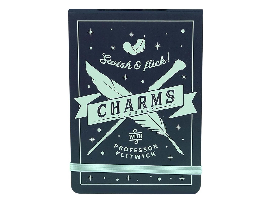 Cuaderno de bolsillo Charms Classes de 13,5 x 9,5 cm con cierre elástico negro de Harry Potter