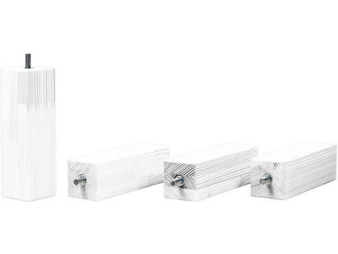 Conjunto de 6 Patas para Cama BENLEMI Foots (Blanco - Madera - 6x6x20 cm)