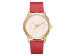 Reloj De Pulsera De Cuarzo Para Mujer Con Correa De Pu Y Lazo Decorativo Redondo Sencillo.