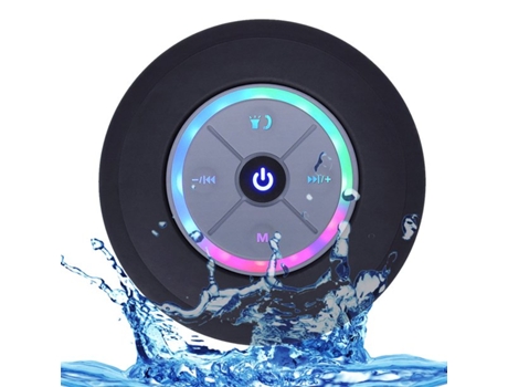 Altavoz de ducha inalámbrico IPX4 Altavoces portátiles a prueba de agua con luz LED MIC incorporado negro