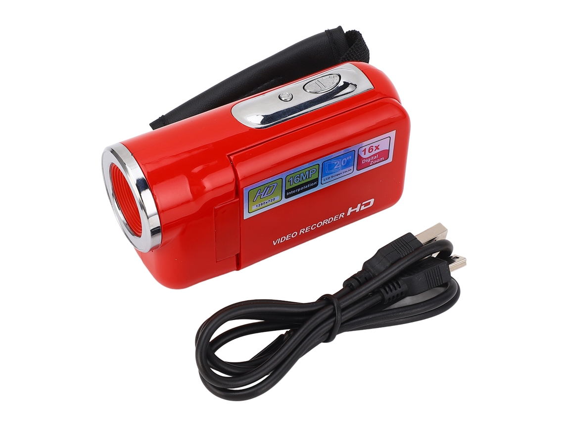 Cámara De Video Hd 16mp 1080p Con Zoom Digital 16x, Pantalla Rotatoria De 2 Pulgadas, Grabadora De Video Usb Para Viajes Rojo