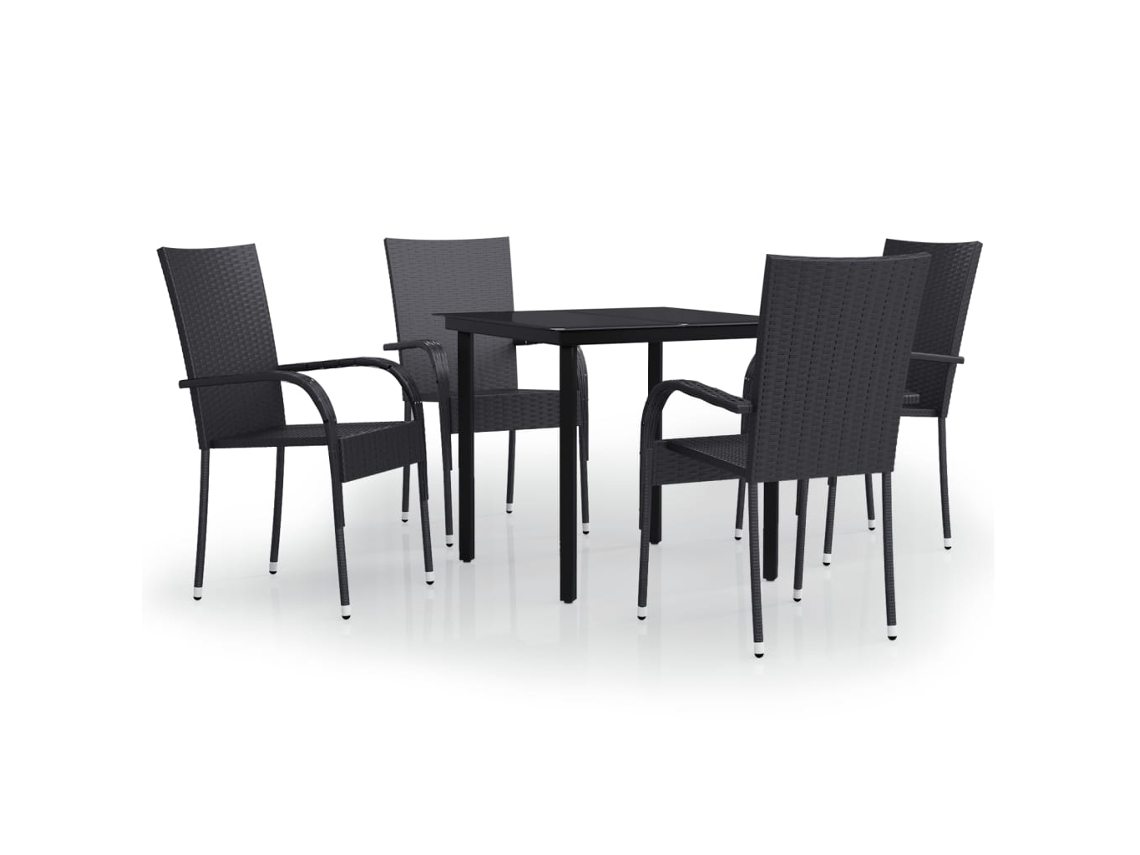 vidaXL Juego de comedor de exterior de 5 piezas negro