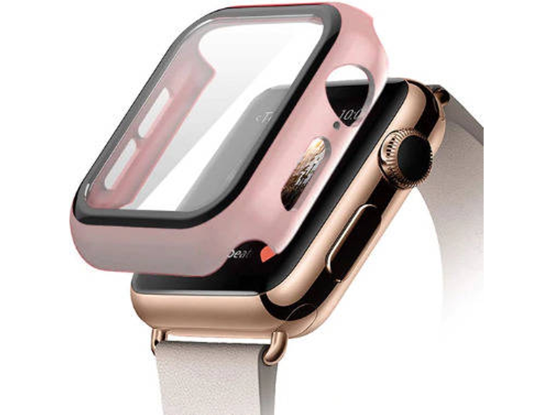 Carcasa y Protector de Pantalla Vidrio Apple Watch Series 3 G4M 38mm Rosa