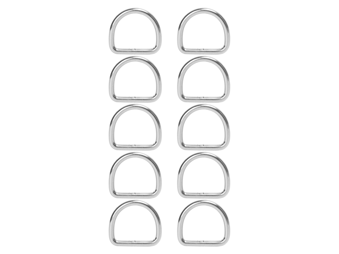10 Anillas En D Soldadas Sin Costura De Acero Inoxidable 316 De 6 Mm Para Kayaks Y Embarcaciones (45x37x6 Mm)