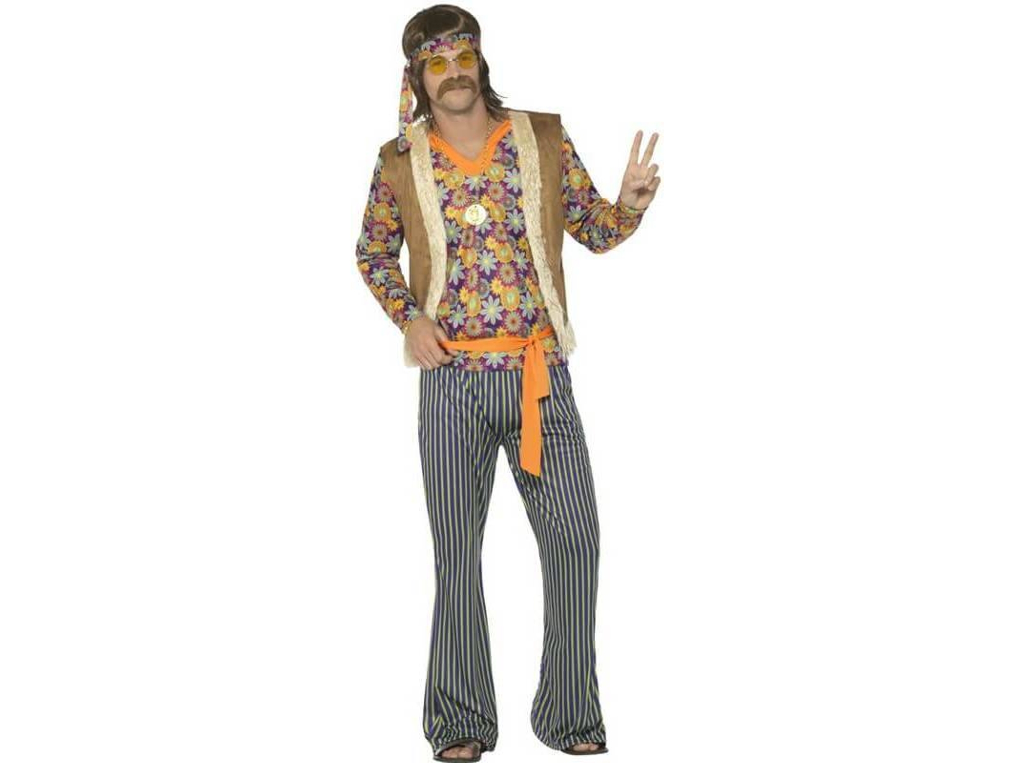 Disfraz de Hombre DISFRAZZES Hippie Floreado Años 60 (Talla: M)