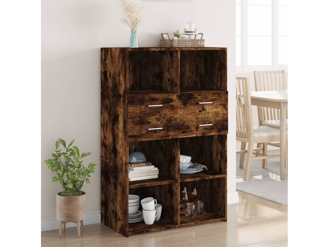 Aparador De Madera De Ingeniería Roble Ahumado 80x42,5x124 Cm