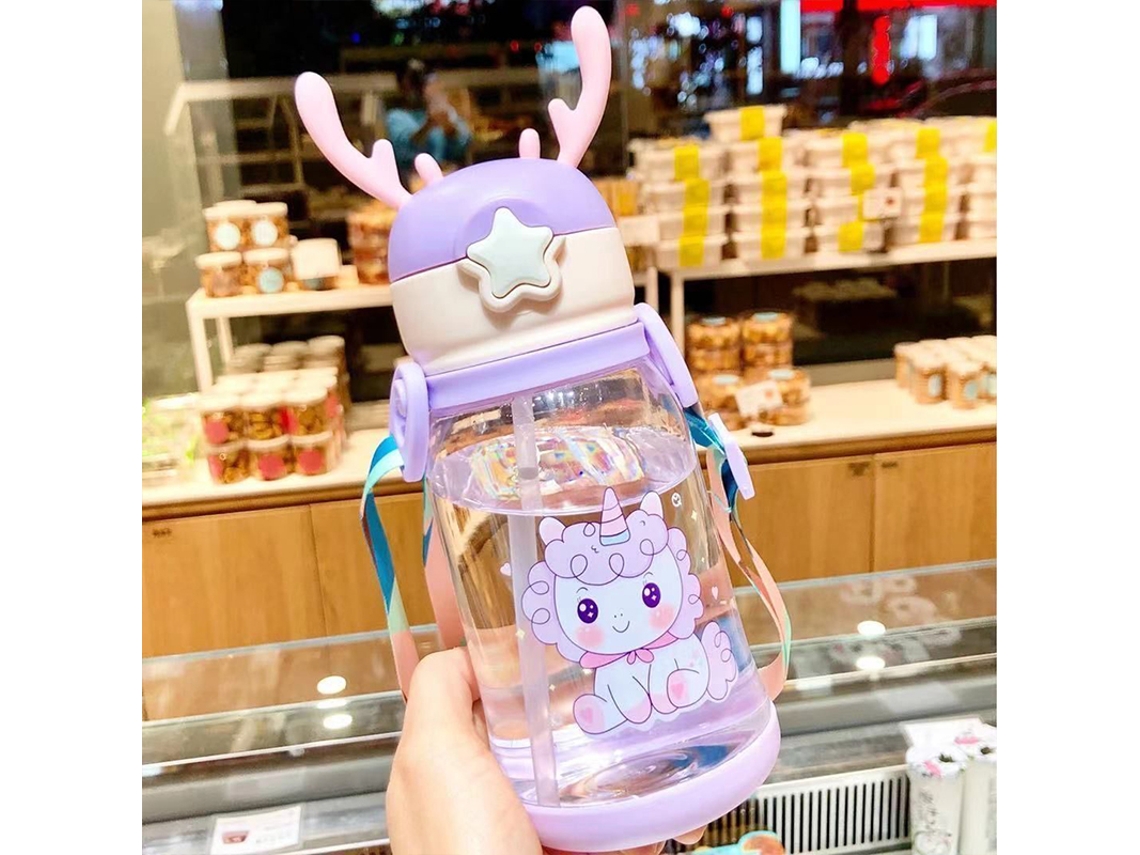 (estilo 5) Botella De Agua Para Niños De 600 Ml, Creativa Taza De Alimentación Portátil Con Dibujos De Antílopes
