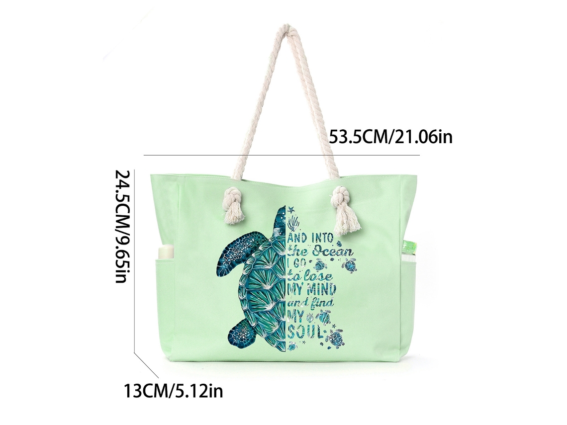 Bolso de playa grande con compartimento para el hombro. Tortuga verde YUNZII