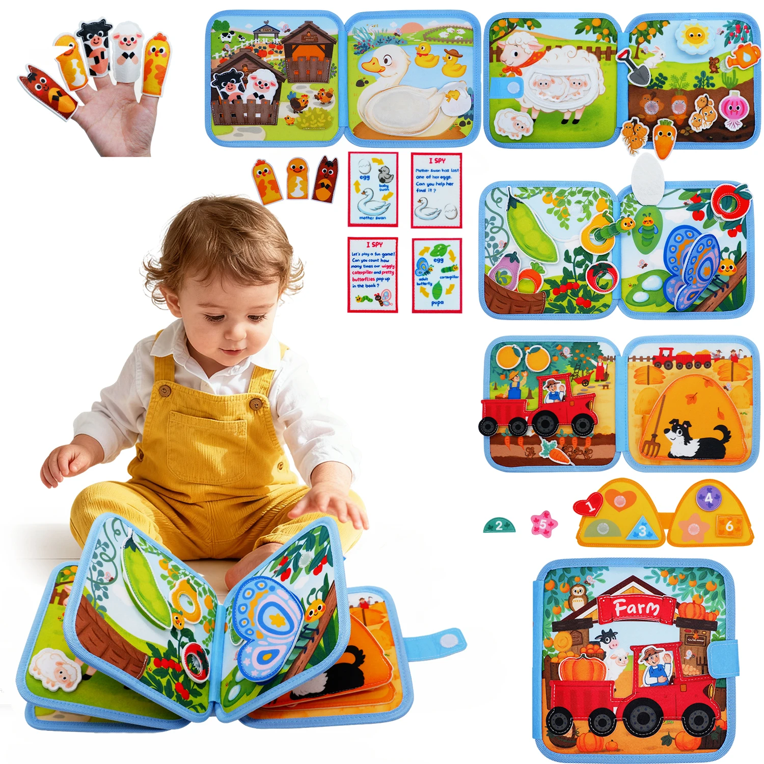 Tablero De Actividades Montessori (granja) Para Niños Pequeños, Actividades De Aprendizaje Preescolar, Para Desarrollar La Motricidad Fina.