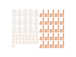 Kit Con 90 Piezas Consumibles Para Soplete De Corte Por Plasma: Electrodos, Boquillas Y Copas De Porcelana Y Cobre.