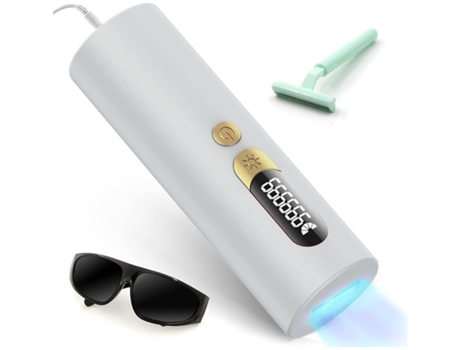 Depilación facial para mujeres Depilación láser cilíndrica indolora Ipl con 2 modos y 5 niveles para uso doméstico Bikini Cara Cuerpo Blanco BISBIS...