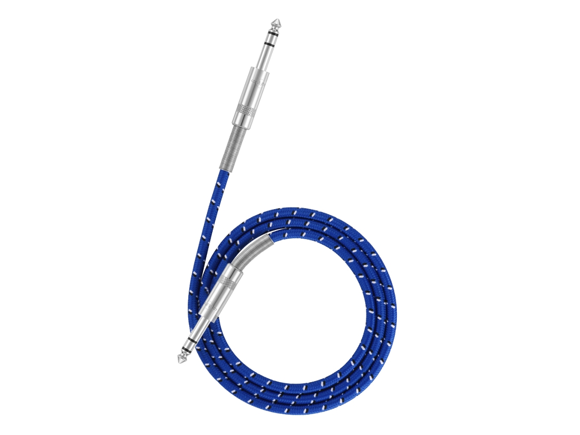 Cabo De Guitarra Estéreo 6.35mm Plug Macho Para Instrumento Musical 1m Com Conexões De Ligação De Zinco