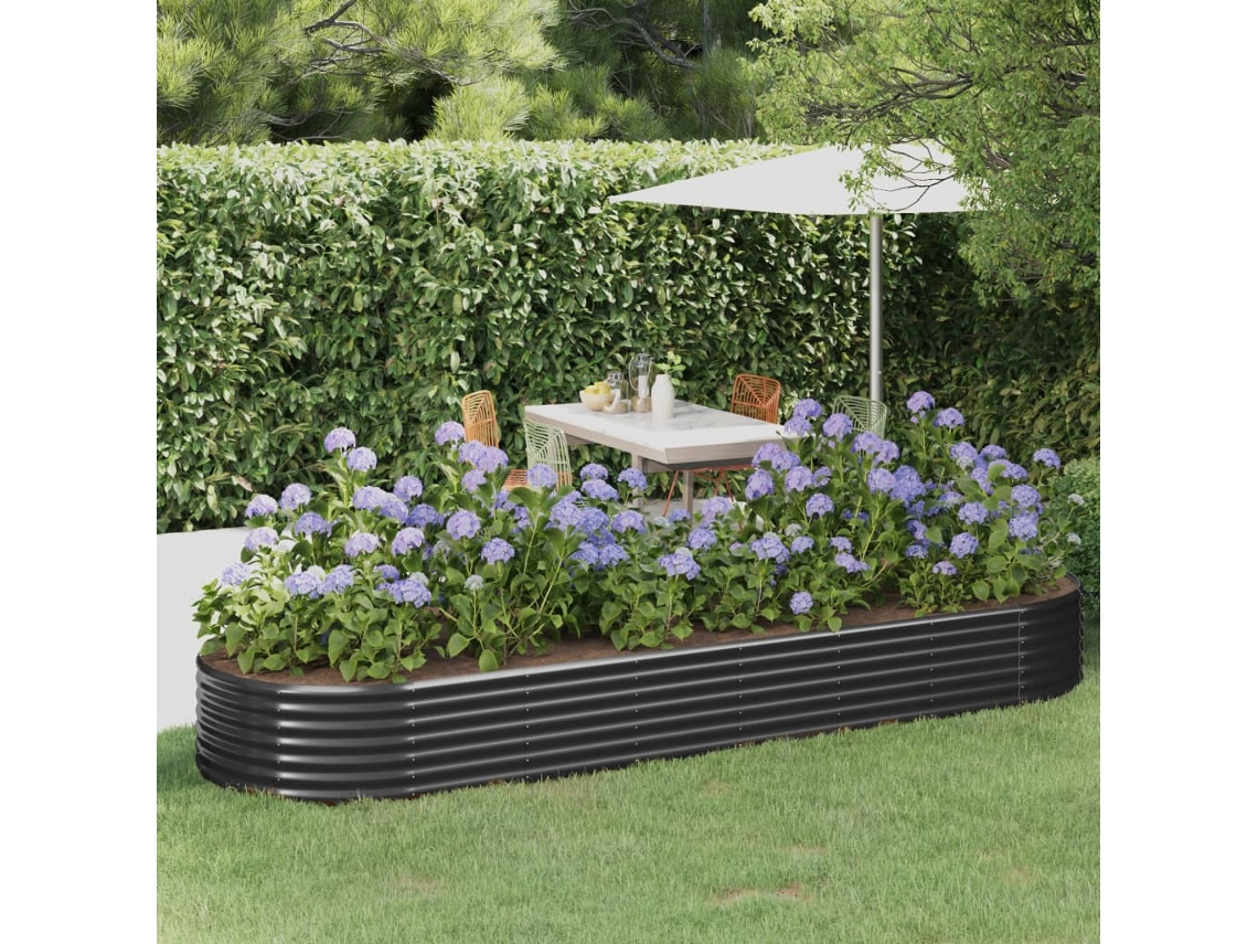 Jardín Elevado/Plantador de Acero con Revestimiento en Polvo Antracita 322X100X36 cm