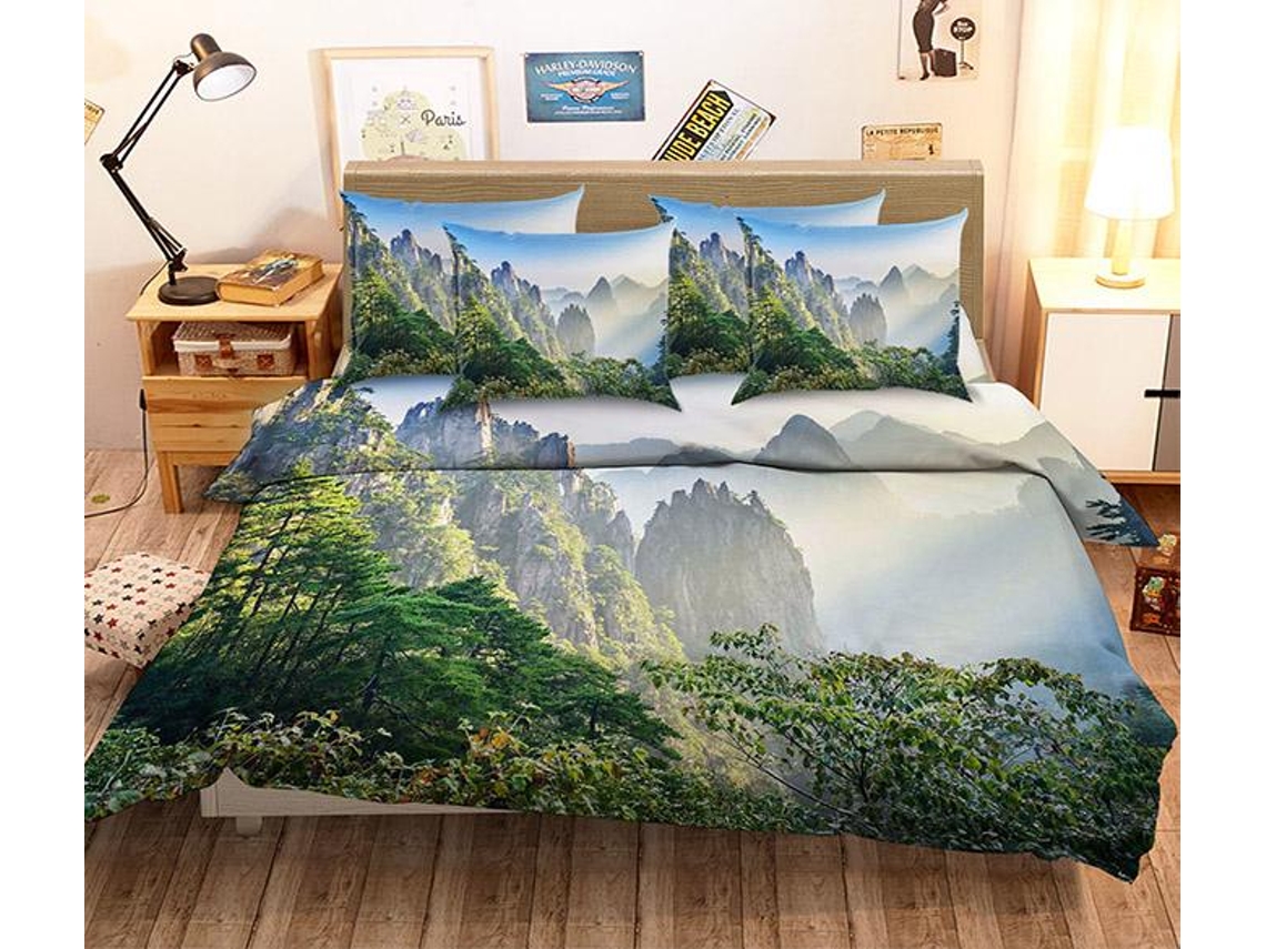 Funda de Edredón AJ WALLPAPER 3D Paisaje de las Montañas Nubladas 54 (200 x 225cm)