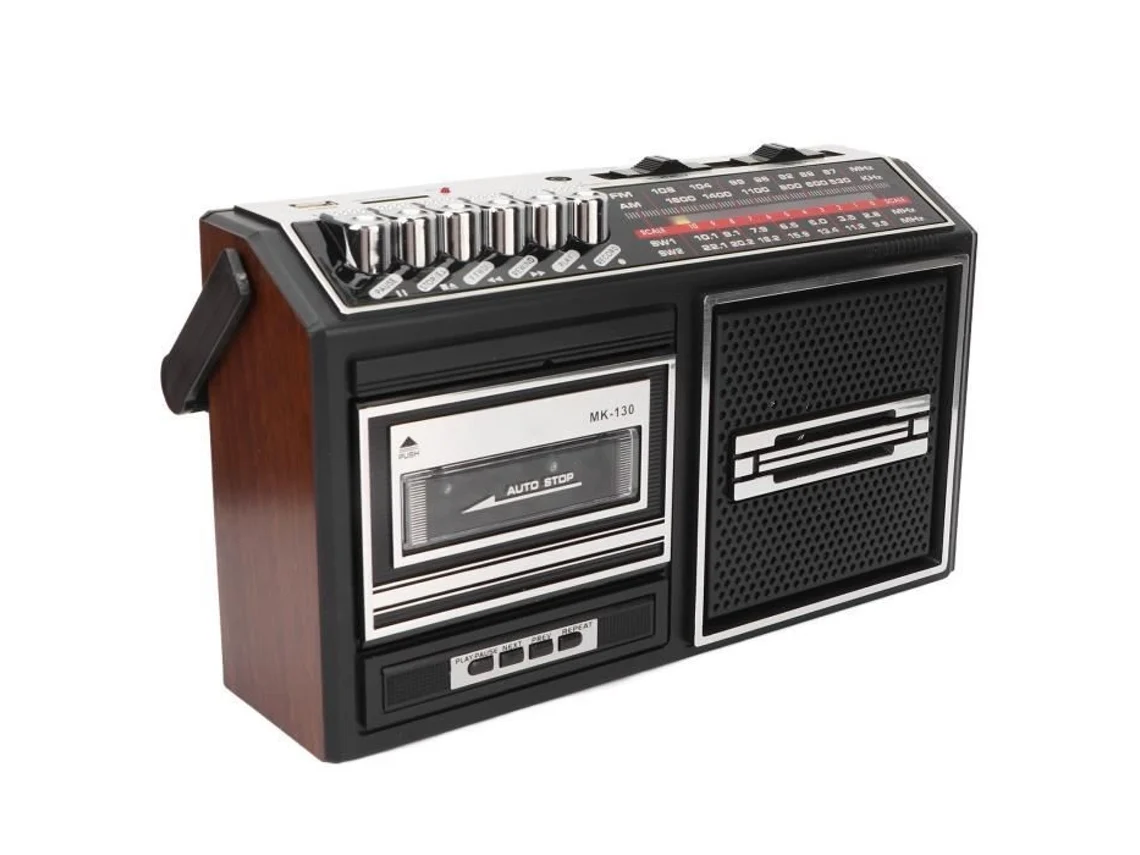 HURRISE Reproductor de Casetes Grabadora de Casetes de Banda Completa con Enchufe de Ruido de Carta AM FM Plata EU