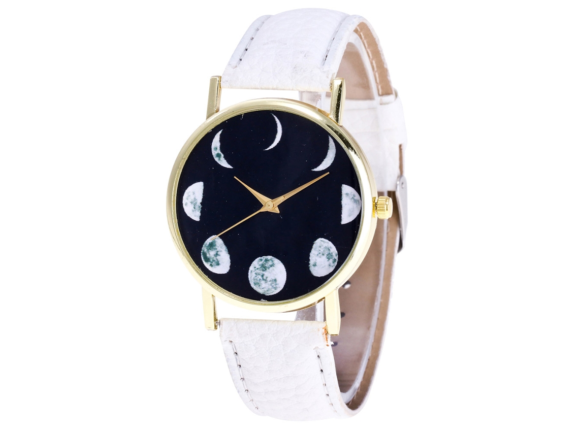 Reloj De Cuarzo Con Correa De Cuero Pu Para Parejas, Dial Simple Casual (blanco)