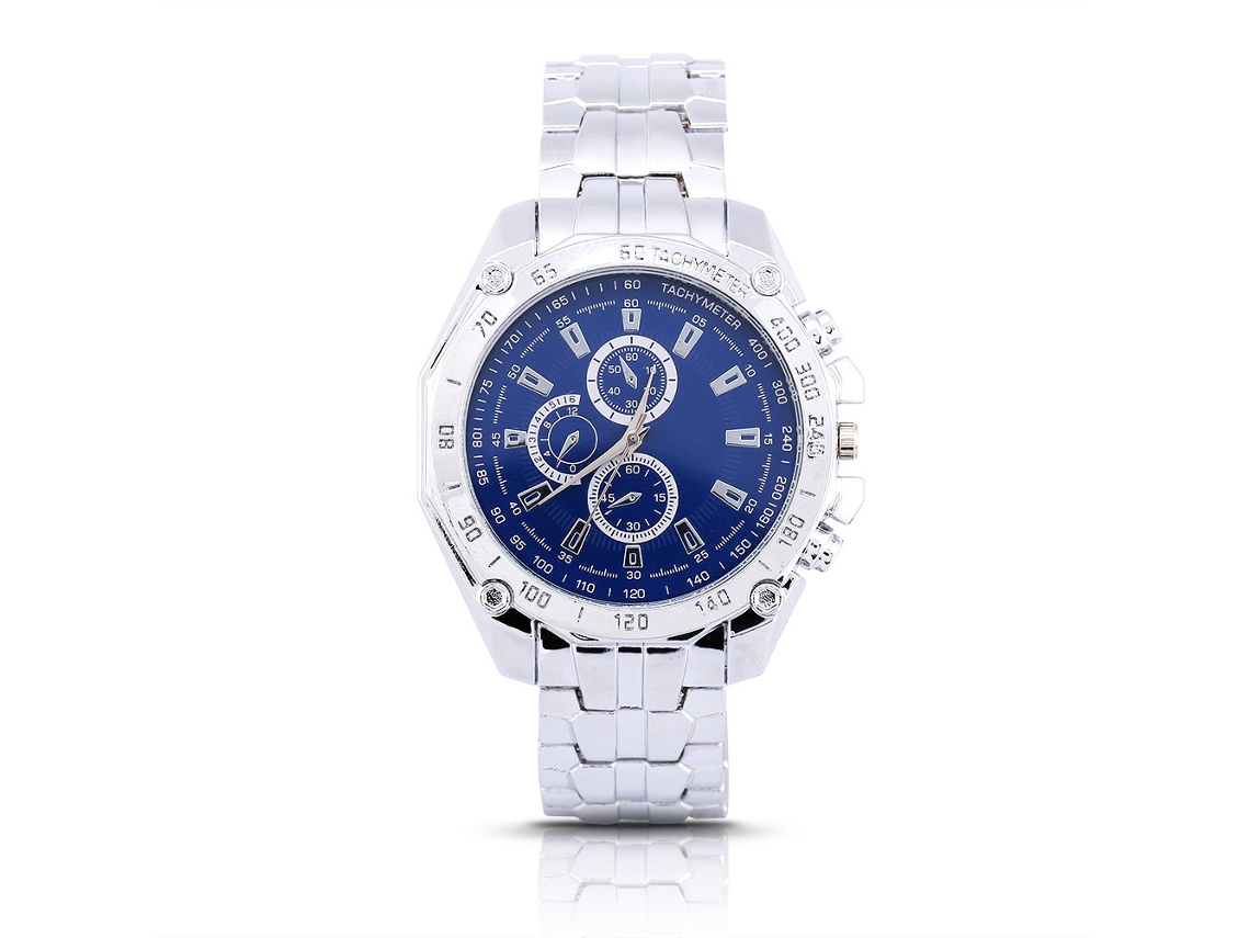 Reloj Analógico De Cuarzo Para Hombre Con Correa De Aleación, Esfera Azul, Resistente Al Agua.