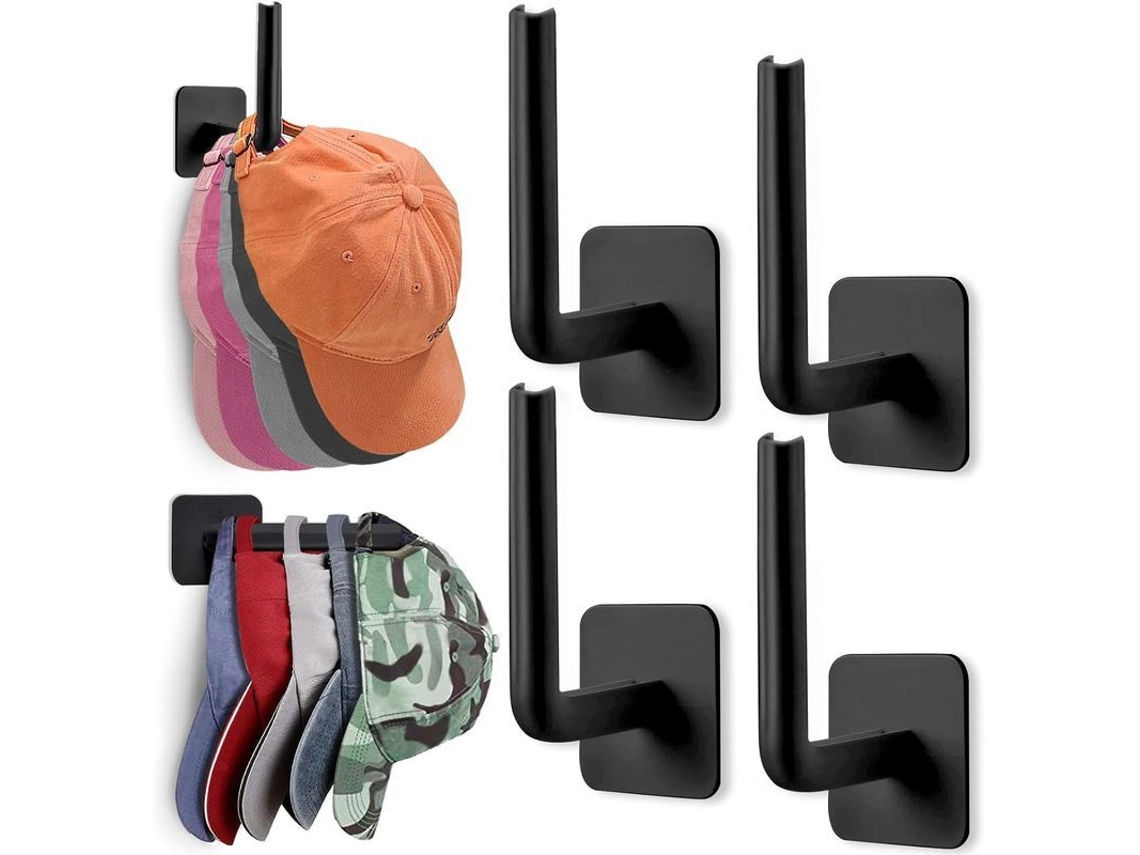Perchero De Pared (4 Unidades), Ganchos Adhesivos Sin Taladrar Para Sombreros, Organizador Para Sombreros Y Cascos De Vaquero.