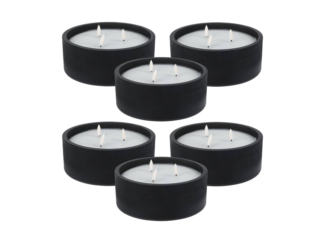 WELL HOME - Pack 6 Velas LED redonda negro