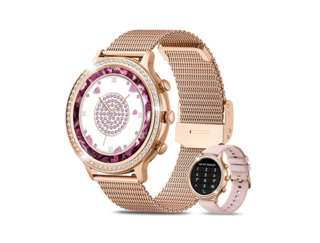 Smartwatch CHRONUS I70 1.32 ''para Mujer Diamantes con Monitor de sueño Fitness Tracker (Oro Rosa）