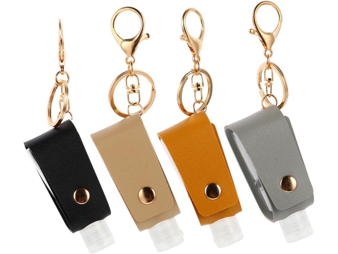 Juego De 4 Estuches De Cuero Ligeros Y Portátiles Para Llavero Y Perfume, Tamaño Viaje Para Uso En Interiores Y Exteriores.