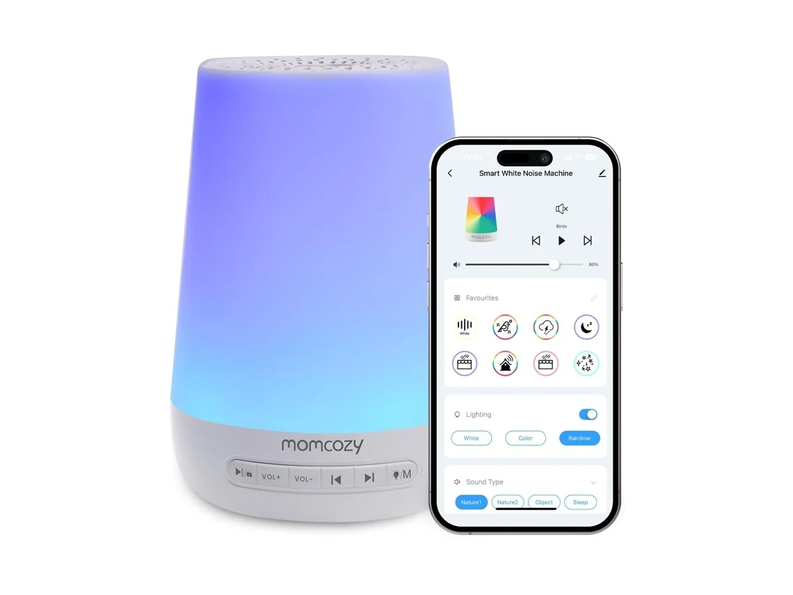 Momcozy Ruido Blanco Para Bebés, Niños Y Adultos Con 34 Sonidos Relajantes, Entrenador De Sueño, Control Por Aplicación