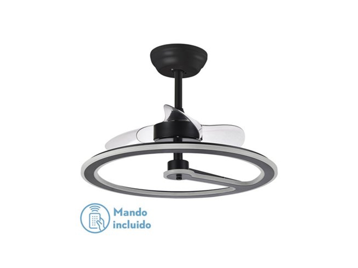 Ventilador 110w Dc Chom Negro 3 Aspas Transp. 46/66x62x62cm 6velocidades 3 Colores con remoto, Memoria Y Temporizador 9350lm FABRILAMP