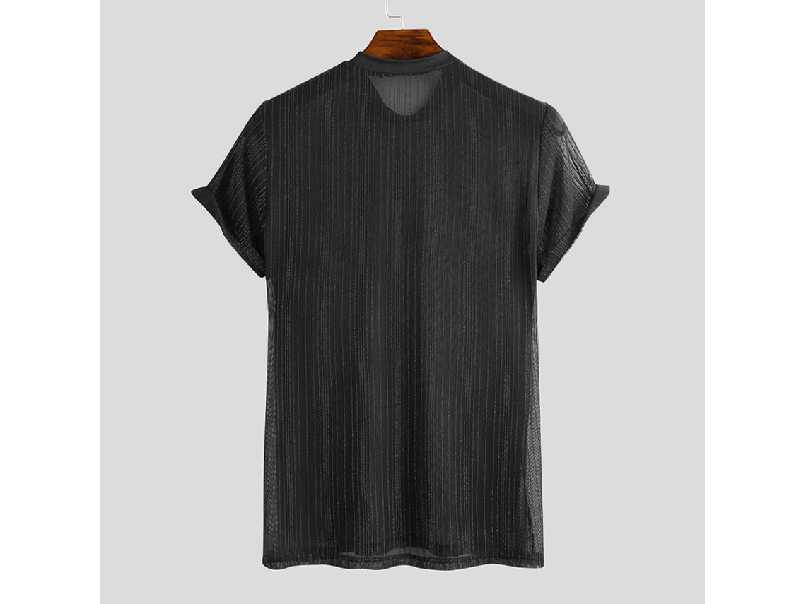 Camiseta Azul Marino 5xl para Hombre De Malla Transparente Para Entrenamiento Fitness Deporte Informal Manga Corta Corte Ajustado Fina