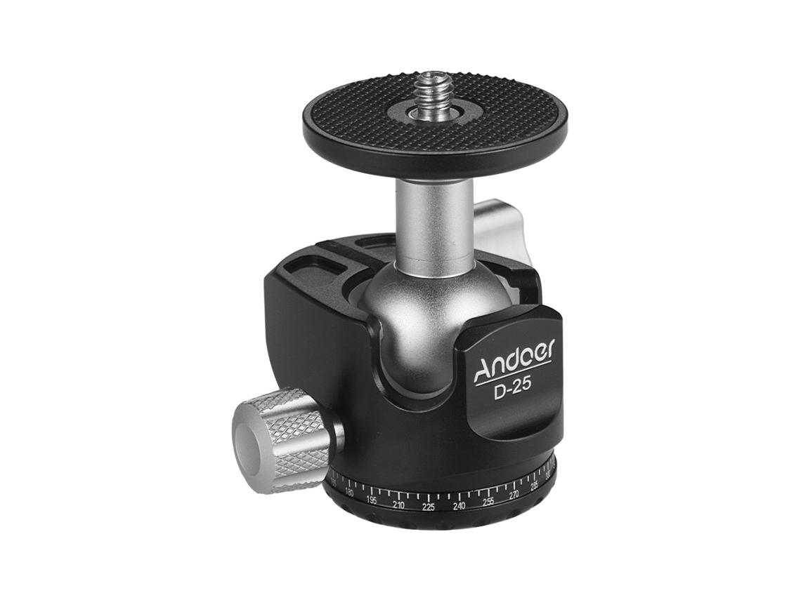 Cabezal de bola de aluminio Andoer D-25 Mini rótula de 10 kg para trípodes Canon Nikon Sony DSLR ILDC